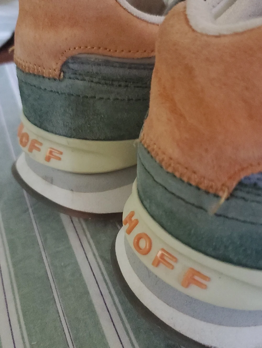 Ladies Suede Sneaker in Orange and Blue